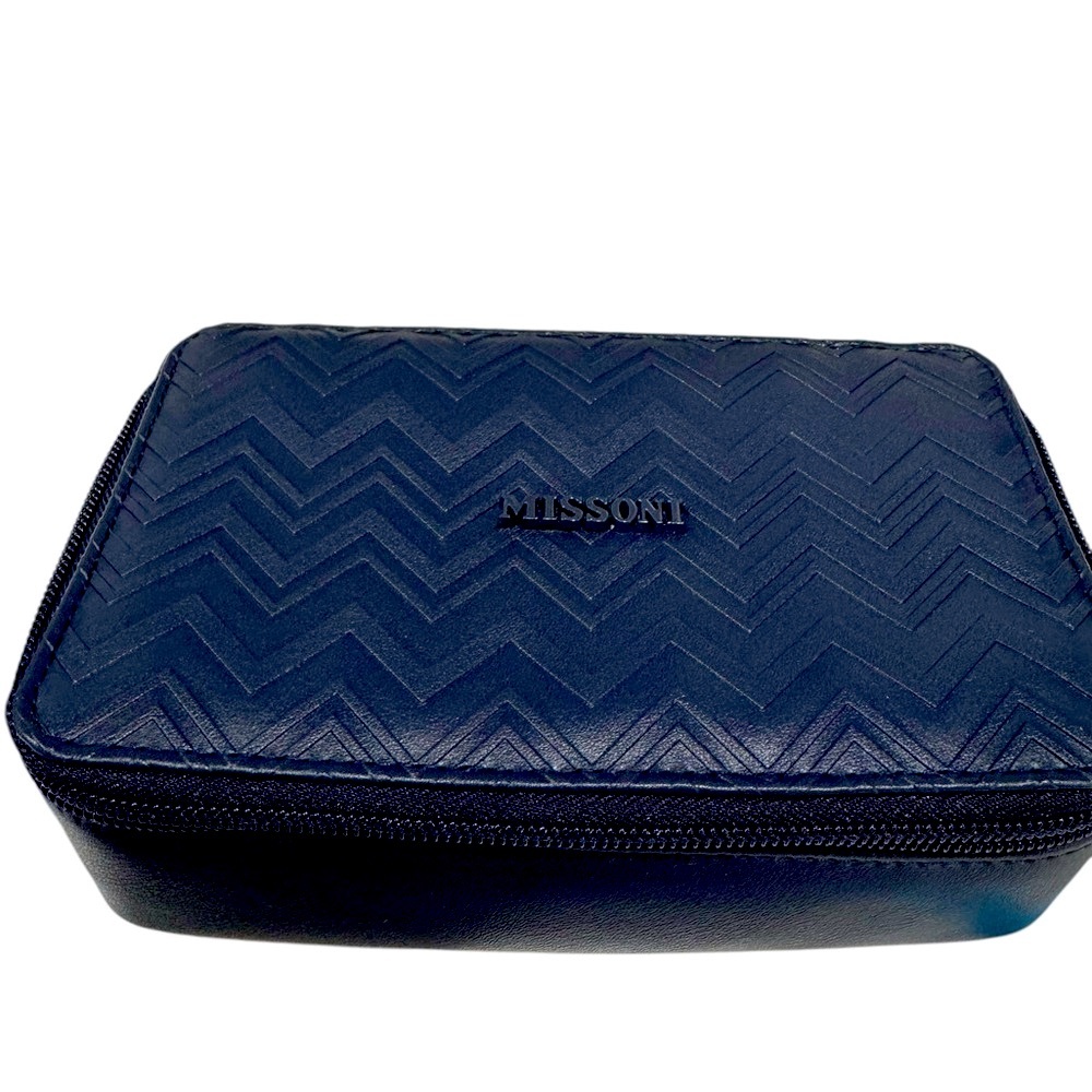 Missoni for Delta One toiletry/amenity bag in navy blue. Zip closure. Lined. NWT - Picture 7 of 8